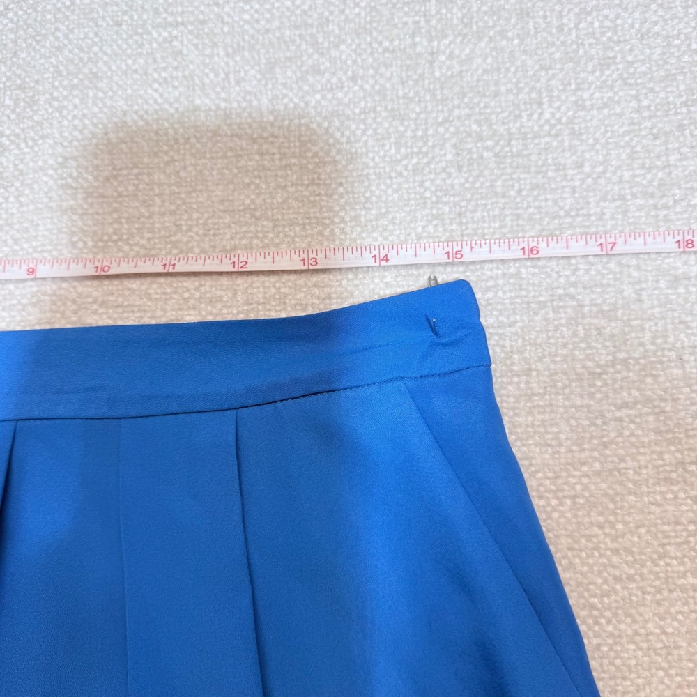 J.Crew Blue Teal Colorblock Pleated Mini Skirt with Pockets Style 25601 Size 8 - Picture 9 of 10